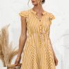 Fashion Cap Sleeve Striped Patchwork Dresses - Image 3
