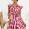 Fashion Cap Sleeve Striped Patchwork Dresses - Image 5