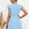 Fashion Cap Sleeve Striped Patchwork Dresses - Image 10
