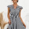 Fashion Cap Sleeve Striped Patchwork Dresses - Image 11