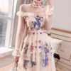Fashion Mesh A-Line Dress Lace Ruffles High Waist Print Party Mini Dresses - Image 2