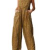 Floral Print Straps Wide Leg Pockets Vintage Jumpsuit - Image 2