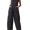 Floral Print Straps Wide Leg Pockets Vintage Jumpsuit - Image 3