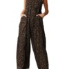 Floral Print Straps Wide Leg Pockets Vintage Jumpsuit - Image 4