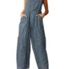 Floral Print Straps Wide Leg Pockets Vintage Jumpsuit - Image 5