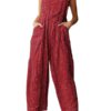 Floral Print Straps Wide Leg Pockets Vintage Jumpsuit - Image 6