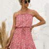 Floral Ruffle Ruffle Strapless Dresses