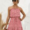Floral Ruffle Ruffle Strapless Dresses - Image 2