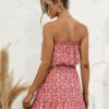 Floral Ruffle Ruffle Strapless Dresses - Image 3