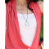 Long Chain Necklace Crystal Rhinestone and Silver Plated Pendant - Image 4