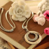 Long Chain Necklace Crystal Rhinestone and Silver Plated Pendant - Image 5