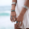 Nine Piece Ring Set with Faux Turquoise - Image 2