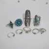 Nine Piece Ring Set with Faux Turquoise - Image 4