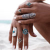 Nine Piece Ring Set with Faux Turquoise - Image 5