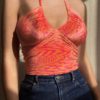 Printed Halter Tie Wrap Crop Tank
