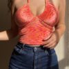 Printed Halter Tie Wrap Crop Tank - Image 2