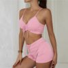 Rib Front Shorts Bikini Swimsuit Wireless Bra and Shorts Beach Bikinis Set - Image 11