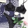 Solid V Neck Tank Bikini Sets With Zipper - Image 7
