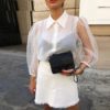 Transparent Turn Down Collar Long Puff Sleeve Blouse - Image 7