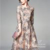 Vinatge Tulle Lace Floral Dress O Neck Half Sleeve Flower Slim Party Vestidos - Image 2
