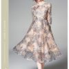 Vinatge Tulle Lace Floral Dress O Neck Half Sleeve Flower Slim Party Vestidos - Image 3