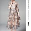 Vinatge Tulle Lace Floral Dress O Neck Half Sleeve Flower Slim Party Vestidos - Image 4
