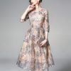 Vinatge Tulle Lace Floral Dress O Neck Half Sleeve Flower Slim Party Vestidos - Image 6