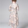 Vinatge Tulle Lace Floral Dress O Neck Half Sleeve Flower Slim Party Vestidos - Image 7