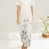 Vintage Flower Print Short Sleeve Casual Jumpsuit - Image 3