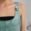 Vintage Portrait Print Sleeveless Pockets Button Jumpsuit - Image 2