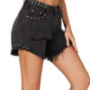 Denim Raised Waist Skinny Casual Cowboy Shorts - Image 3