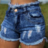 Shorts Casual Skinny Solid Color Buttons Denim Short Pants