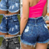 Shorts Casual Skinny Solid Color Buttons Denim Short Pants - Image 5