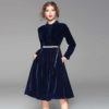 Single-Breasted Long Sleeve Vintage Dress - Image 2
