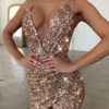 Straps Neck Sequins Sleeveless Polyester Irregular Sexy Dress