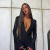 Deep V-neck Elegant Glitter Bright Silk Backless Long Sleeve Jumpsuit - Image 3