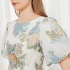 Elegant Floral Fashion Organza Fishtail Puff Sleeve Long Maxi Dress - Image 3