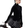 Flower print Elegant Turtleneck Patchwork Long Sleeve Dress - Image 2
