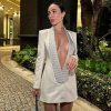 Sequin Glitter Fashion Deep V-Neck Pattern Backless Blazer Dress - Image 12