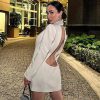 Sequin Glitter Fashion Deep V-Neck Pattern Backless Blazer Dress - Image 8