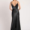 A-Line V-Neck Floor-Length Sleeveless Backless Matte Satin Formal Party Bridesmaid Dresses - Image 2