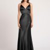 A-Line V-Neck Floor-Length Sleeveless Backless Matte Satin Formal Party Bridesmaid Dresses - Image 3