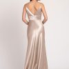A-Line V-Neck Floor-Length Sleeveless Backless Matte Satin Formal Party Bridesmaid Dresses - Image 4