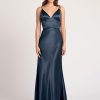 A-Line V-Neck Floor-Length Sleeveless Backless Matte Satin Formal Party Bridesmaid Dresses - Image 6