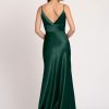 A-Line V-Neck Floor-Length Sleeveless Backless Matte Satin Formal Party Bridesmaid Dresses - Image 7
