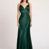 A-Line V-Neck Floor-Length Sleeveless Backless Matte Satin Formal Party Bridesmaid Dresses - Image 8