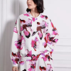 Casual Floral Print Plus Size Cotton Linen Comfortable Single Breasted Loose Jacket Outwear