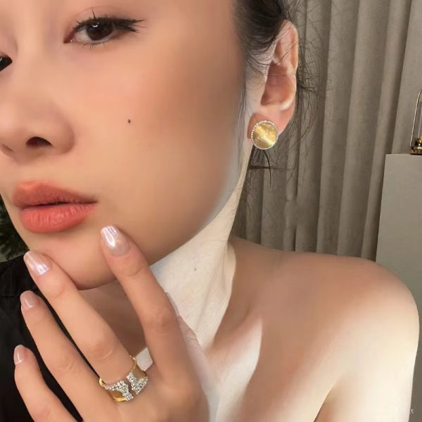 Classic Retro Design High-End Wire Inlaid Diamond Round Earrings - Image 4