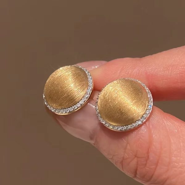 Classic Retro Design High-End Wire Inlaid Diamond Round Earrings - Image 6