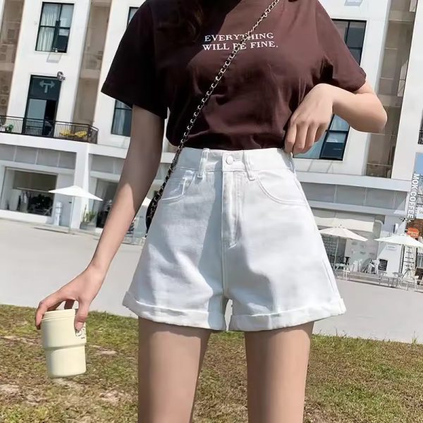 Cowboy High Waisted Slim Cotton A-line Jeans Denim Shorts